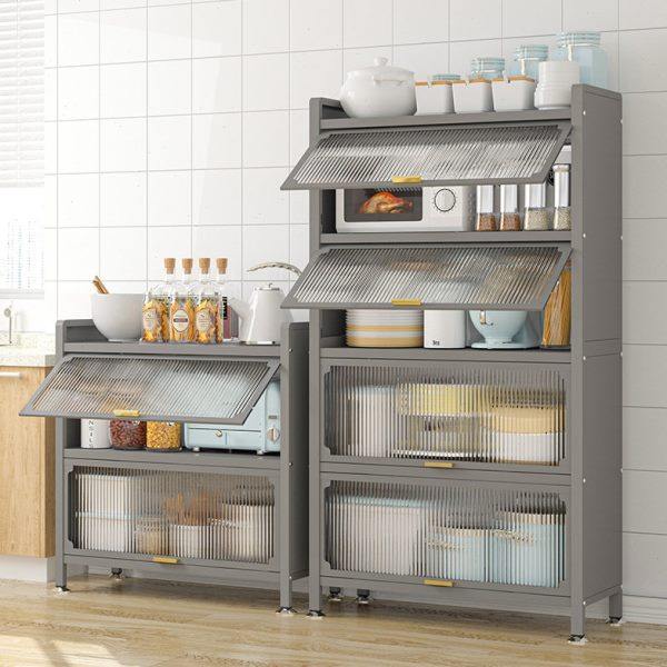 厨房置物架带柜门落地多层储物柜多功能微波炉锅具烤箱收纳柜架子,收纳整理,阳台置物架,淘宝优惠券,粉丝福利购,淘宝优惠卷