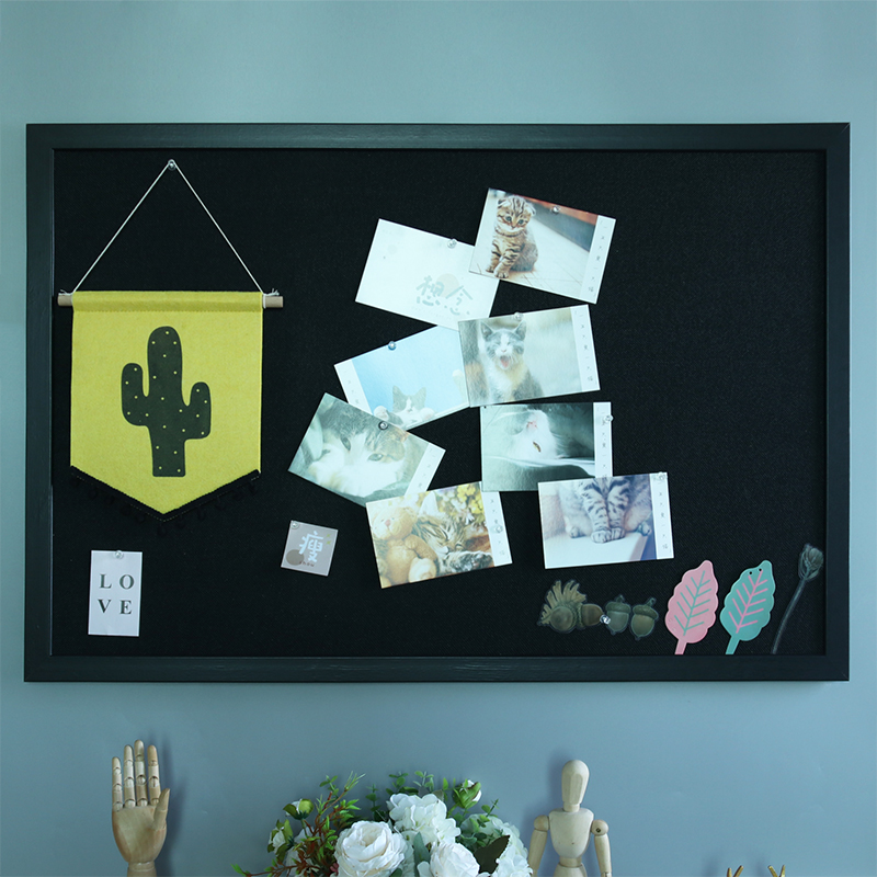 黑框黑色软d木板梦想愿景板公告栏展示板宣传栏照片墙毛毡板定制