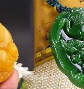 新疆碧玉黄龙玉龙龟仙鹤挂件龟鹤献寿玉坠男女款玉牌子