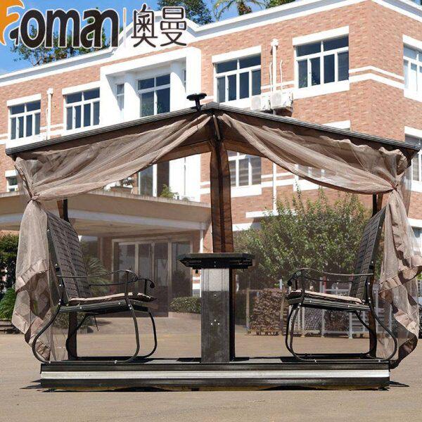 户外动力摇椅庭院摇动式四人秋千桌椅带顶蓬户外别墅动摇桌摇椅