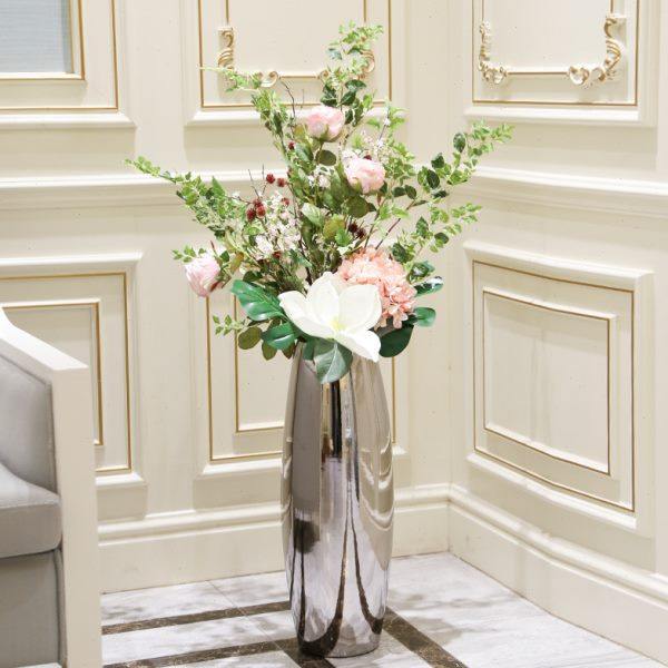 北欧轻奢落地大花瓶陶瓷摆件高端客厅插花电视柜装饰银色家居饰品,家居饰品,花瓶,淘宝优惠券,粉丝福利购,淘宝优惠卷