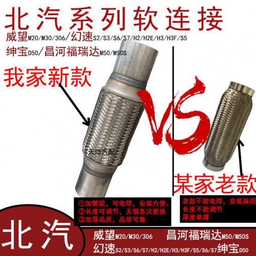 适用北汽威旺M20 M30 306排气管软连接幻速S2 S3H2 H3昌河M50软节