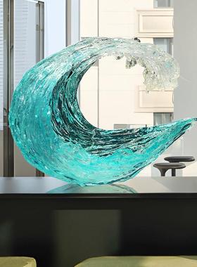 轻奢透明树脂雕塑摆件酒店大堂售楼处样板间客厅玄关装饰品艺术品