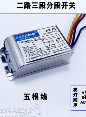 胜崎T5T6灯饰家用分段控制器数码分段开关二路三段三路(1000W)