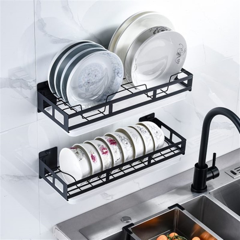 厨房置物架c免打孔不锈钢碗盘沥水架多功能墙上壁挂放碗筷收纳架