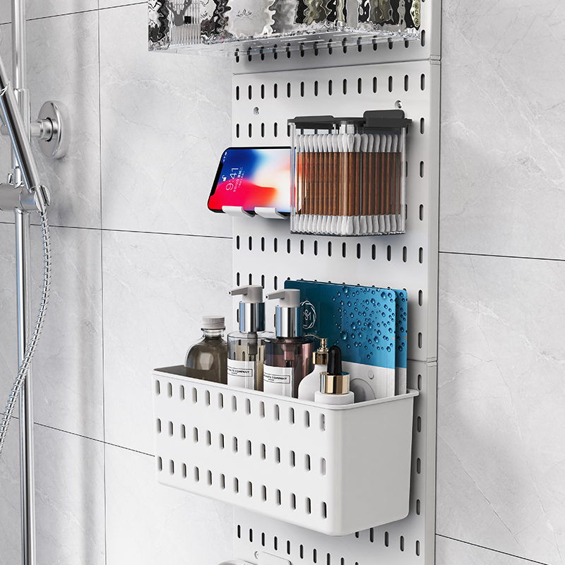 毛巾置物架免打孔卫生间墙壁挂电吹风支架浴O室吹风筒洞洞收纳挂