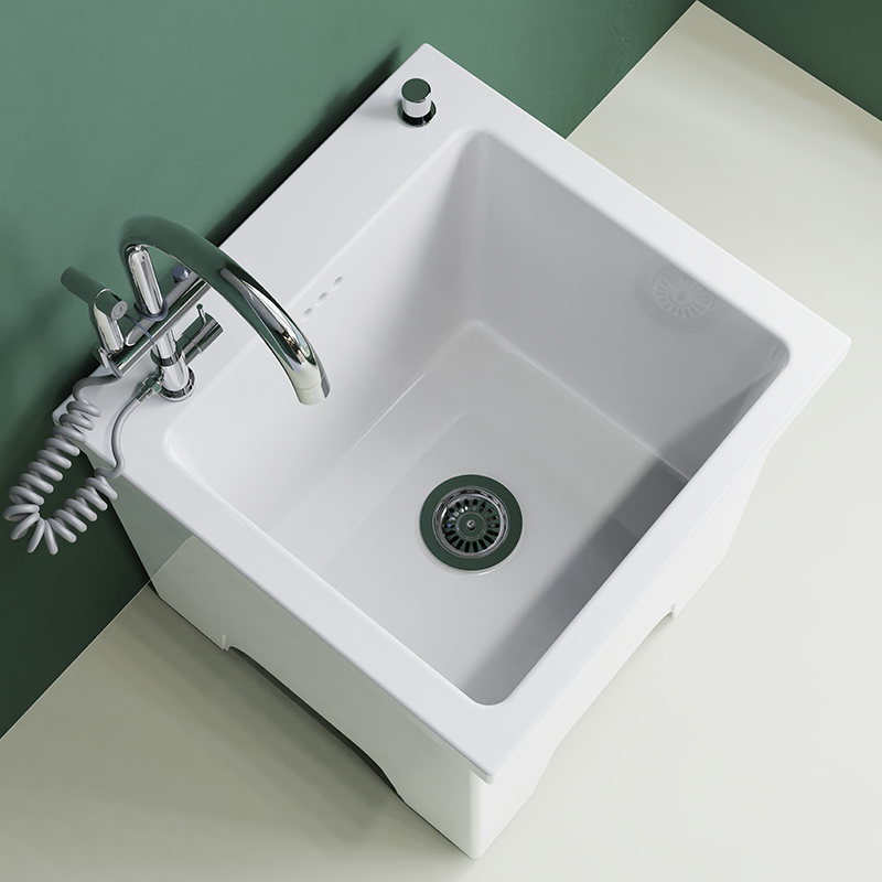 新款拖布池方形墩布池p落地式拖把池一体式家用阳台洗拖把池卫生