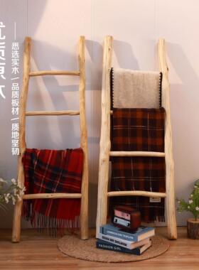 原木装饰木梯复古摆件怀旧软装品咖啡馆氛围陈列拍照道具家居饰品