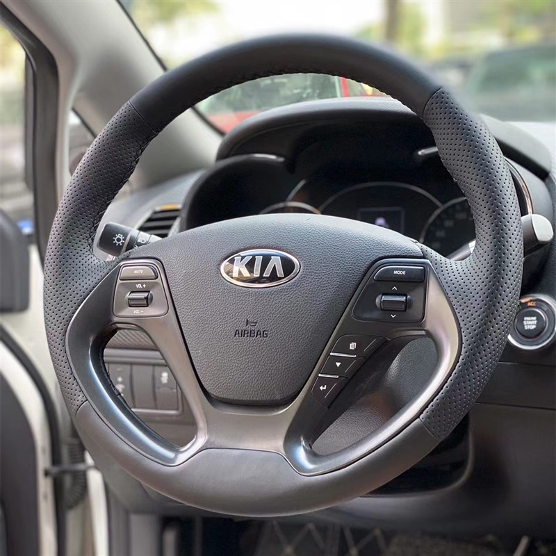 起亚K3方向e盘套真皮手缝13年15 17款K3 K3s 15款K2专用全包围把