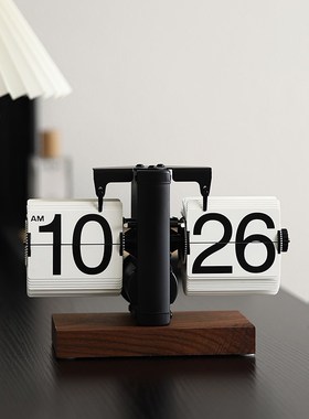 客厅电视柜台面摆件轻q奢高档翻页时钟家居玄关中古风高级感装饰