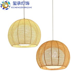 陽臺玄關燈具 東南亞麻繩雙層吊燈簡約溫馨餐廳臥室酒吧臺創意個性