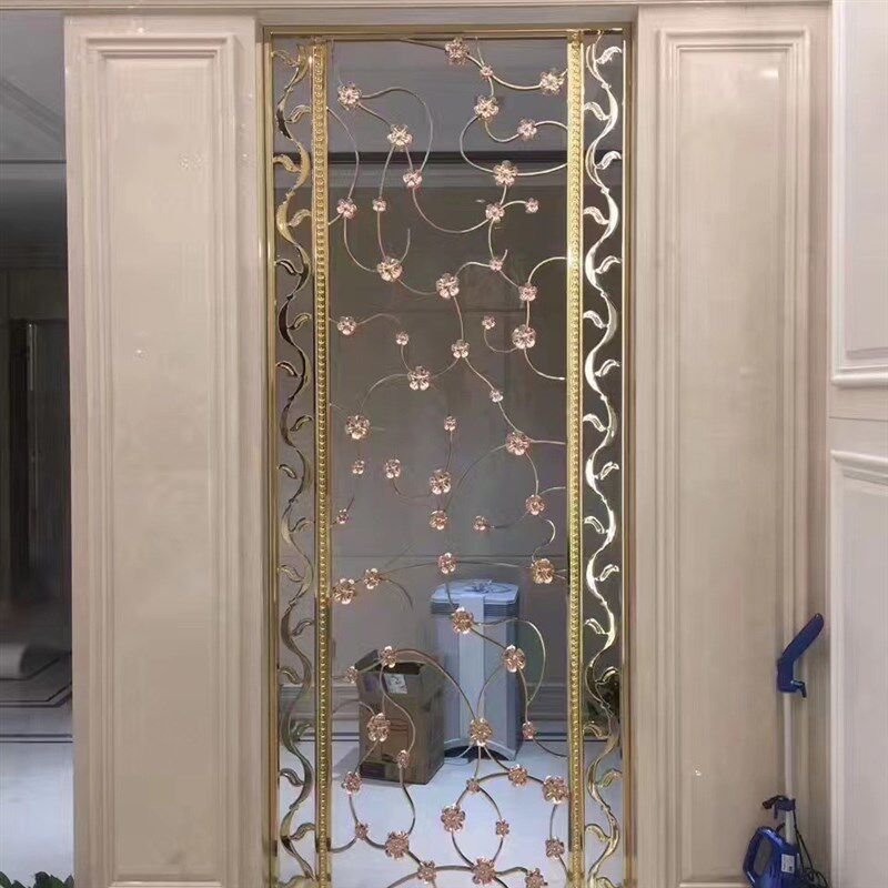轻奢欧式隔断屏风别墅艺术玄关背景酒店办公客厅中式豪华屏风