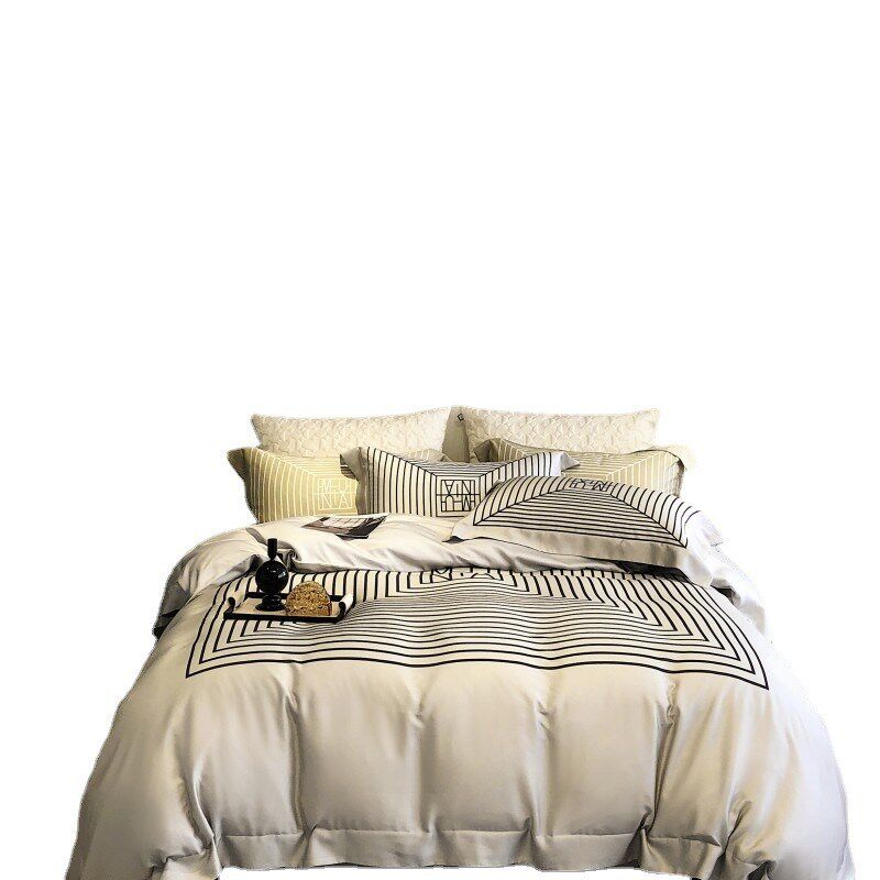 轻奢风简约夏季双面天丝四件套丝滑凉爽冰丝床上用品裸睡床单被套