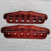 台球靠杆器6孔锣花实木台球杆架壁挂式 台球放杆架六孔贴墙球杆架