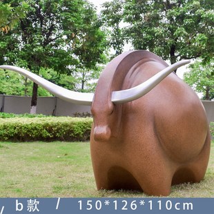 工廠銷售大件玻璃鋼藝術(shù)公水牛擺件戶外裝 飾公園景觀動(dòng)物雕塑