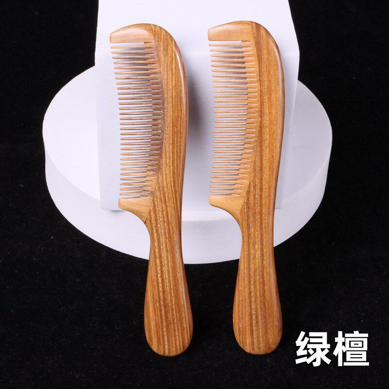 绿檀3-A2圆柄密齿小柄小鼓细齿拼接梳子家用木梳子便携梳