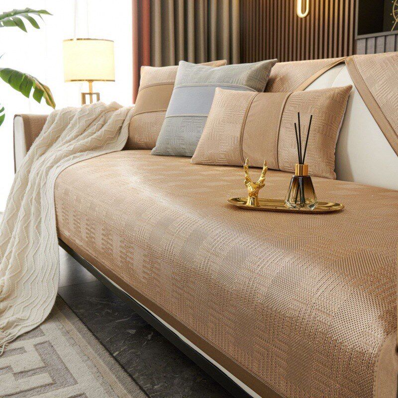 冰丝沙发垫皮轻奢夏季夏天款凉席坐垫简约现代高端防滑皮沙发套罩