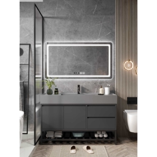 浴室柜组合纳米岩石一体盆智能实木洗手洗脸盆柜卫生间轻奢洗漱台