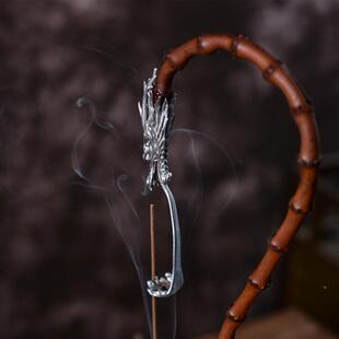 挂香古锡手工大漆竹制龙倒挂香座线香香插龙头香挂HXR倒流香