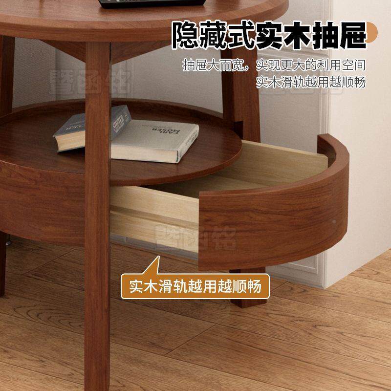 实头木边几沙发茶几客厅小角圆桌圆几创意边桌无品牌/简约现代床