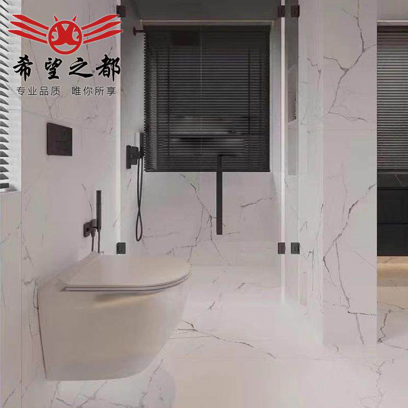 极简奢冰滑川白1大理轻石瓷砖酒店卫生间墙砖600x2厂标00客餐厅防