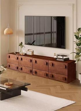 KOE式复中古风床头柜客厅靠墙置物柜实立木餐边柜小柜储法物门柜