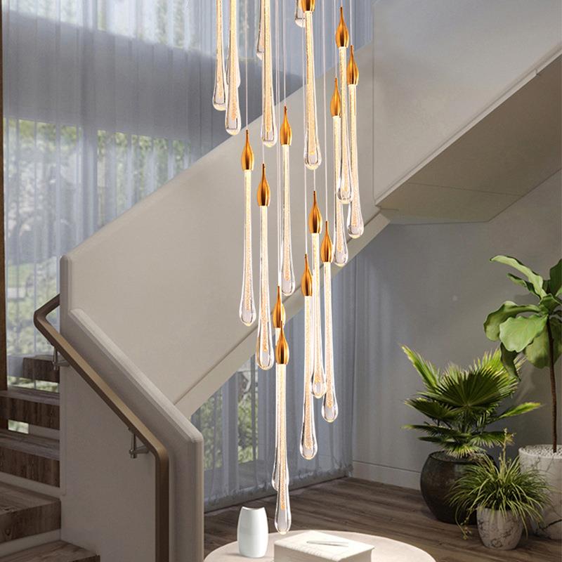 转灯楼梯间长吊灯别墅779公寓跃层loft吊灯挑空旋客厅复式楼水晶