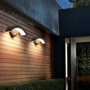 室外现简约壁感应-简防水别墅庭院灯室外阳台口门前代门约扇形墙