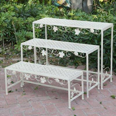 美式艺三层花台架花园阳台庭铁外院OBE露户置物架花盆架墙角落地