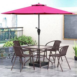 户外桌椅带伞组合庭园院天HHI花桌椅三件家用室外休套闲阳台小露桌椅