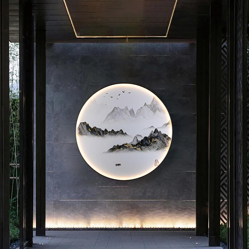 中式户外壁灯墅花园庭院墙灯室防水20151圆形影壁景观壁别画外灯