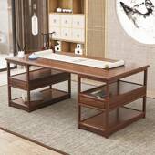 新中式 现全实木大书画案书画桌书法中MIP式 办公桌桌书架一体桌代