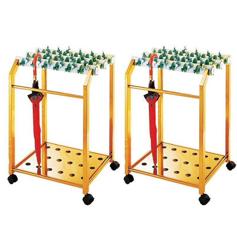 酒店大堂雨伞架 圆管四轮星级宾馆豪华商用带锁18头不锈钢雨伞架