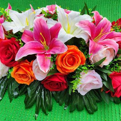 议室花摆仿真花花桌会面假花商B6454967务礼仪台花桌办公室摆花会