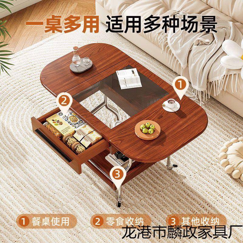 中古yy004户风可折叠茶几边几移动收家用小型客厅移可动圆纳桌阳