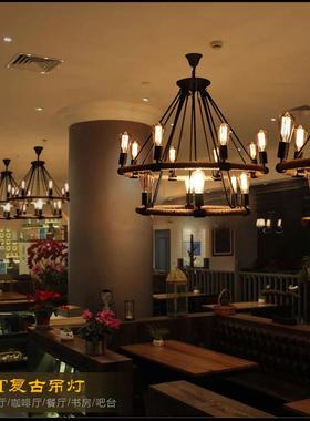 美式复麻23562餐绳业吊灯创意酒店大堂民宿厅灯个性工风饭店包厢