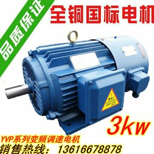 三相380v国标全铜质保一年 YVP变频调速电动机 变频电机Y100L 3kw