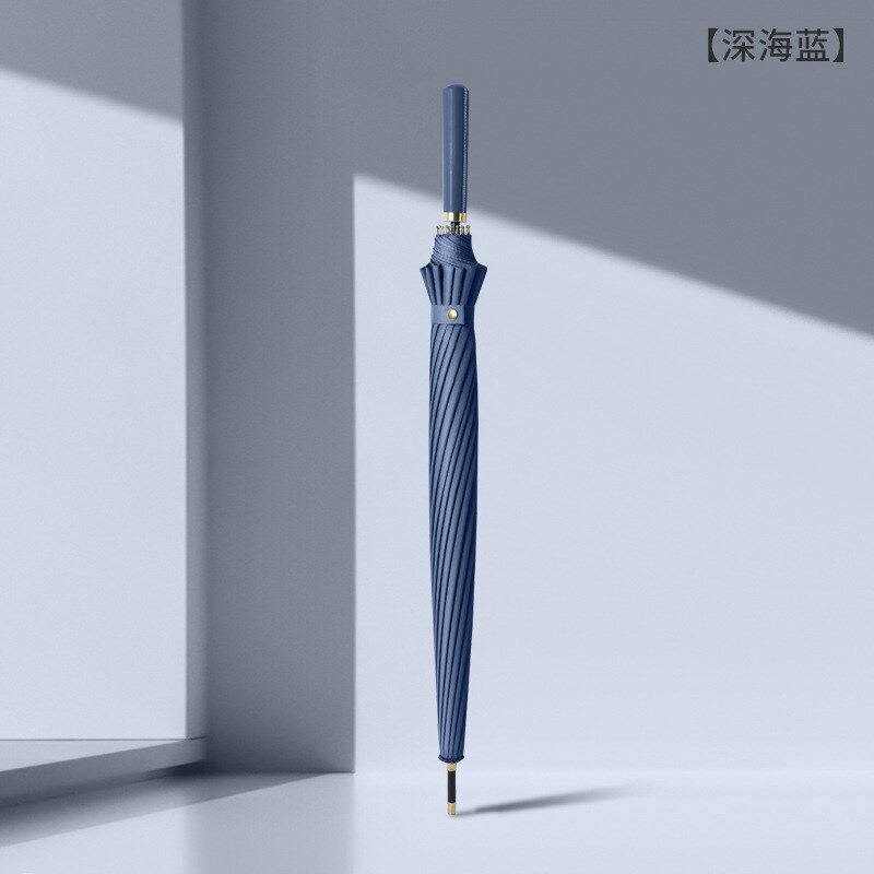 抗暴风16骨长柄伞皮手柄小清新晴雨两用直杆伞男士加大商务广告伞