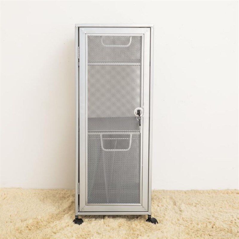 0AA4带锁抽屉柜三层文件柜网格推车档案资料收纳架可移动铁皮