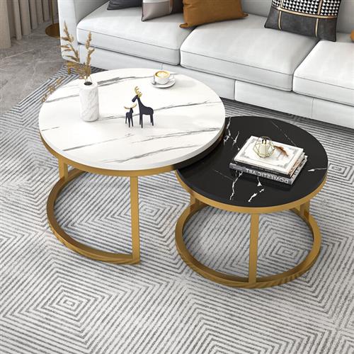 御小欣 b茶几客厅简约乐户型小纹桌子圆形创意组合沙发边小茶几