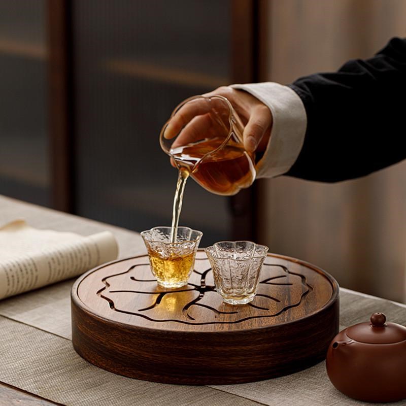 胡桃木圆a形储水茶盘干泡盘办公家用小型干泡台实木茶海轻奢茶托