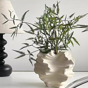 饰品客厅入口装 陶瓷花瓶高端插花装 饰花瓶插花 Sabi风格 木制Wabi