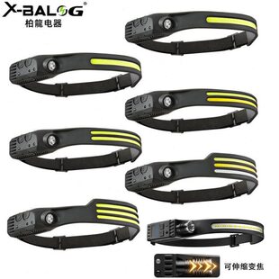 挥手感应COB头灯户外骑行灯USB充电夜跑步灯强光灯硅胶