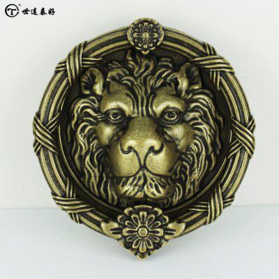 纯铜狮头拉手仿古敲门器大号门环全铜兽头拉环铜狮拉环（一个价）