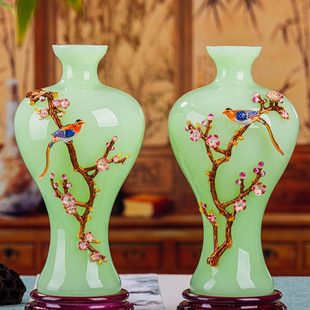 平安喜悦中式珐琅彩琉璃花瓶家居摆件客厅玄关酒柜装饰品乔迁礼品
