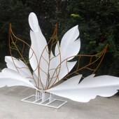 新款 饰商场美陈 一代天骄婚庆道具背景摆件铁艺羽毛屏风婚礼舞台装