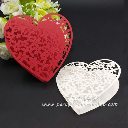 50张镂空对折爱心节日贺卡许愿留言感谢卡书签纸卡片生日贺卡包邮