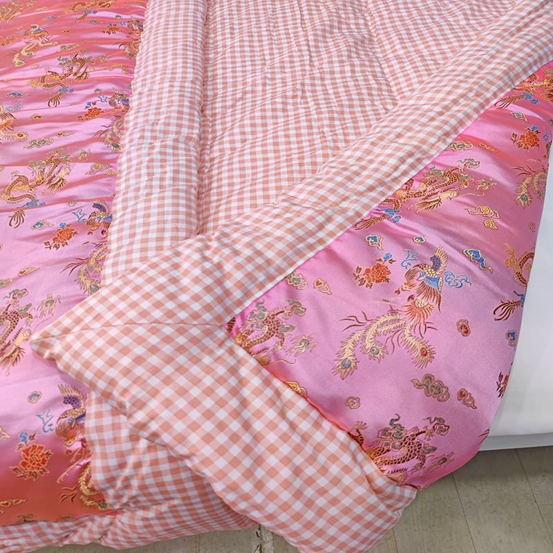 老式手工丝绸缎子棉被  中国风结婚喜被套花单双人春秋冬被子