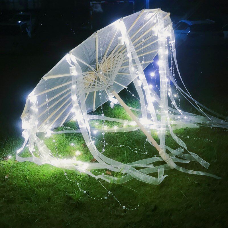 夜光发光古装透明油纸伞古风仙气拍照道具伞儿童走秀流苏带灯雨伞,家居饰品,工艺伞,淘宝优惠券,粉丝福利购,淘宝优惠卷