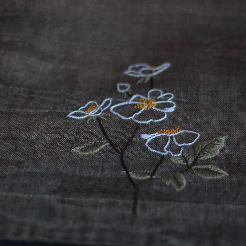 野蛮生长纯亚麻手工刺绣手帕diy材料包男士女士吸汗随身手绢礼物